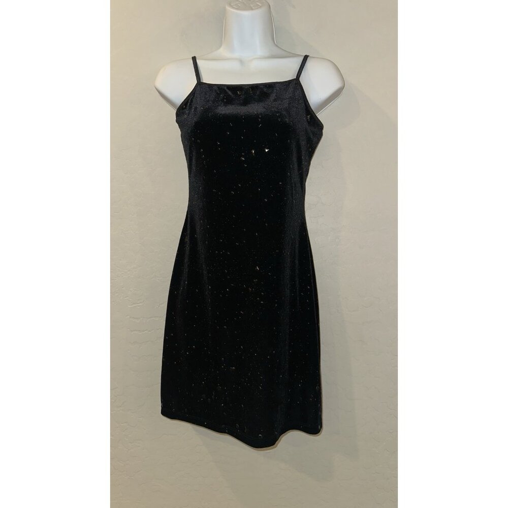 VTG 90's y2k Velvet liquid latex splattered bodycon Goth Dress Dark Fairy Prom M - Picture 5 of 14
